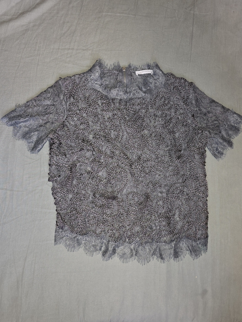 Zara Trafaluc Lace & Crochet Top In Dusty Lavender